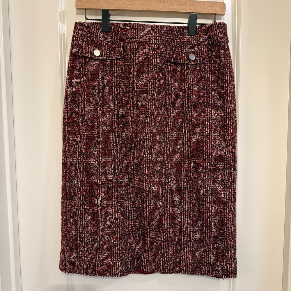 Nordstrom Collection red multi tweed wool silk blend business casual office 4